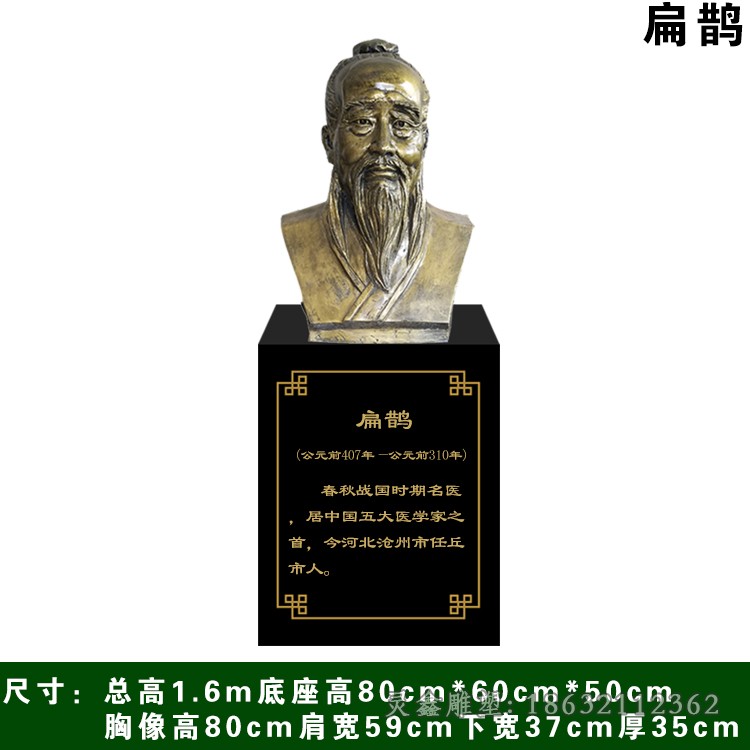 名医扁鹊胸像铜雕