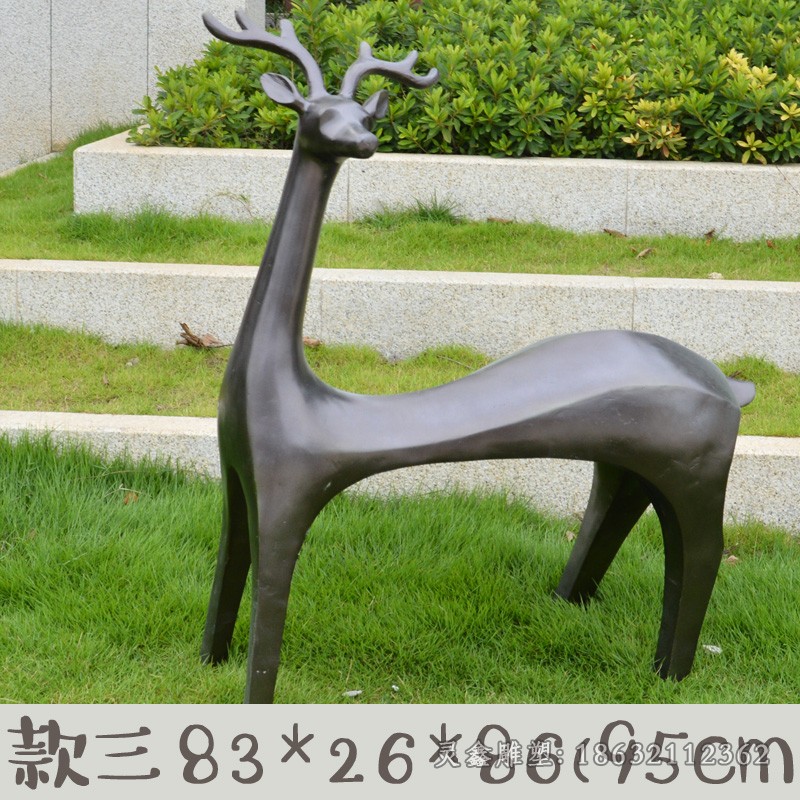 抽象小鹿动物城市铜雕