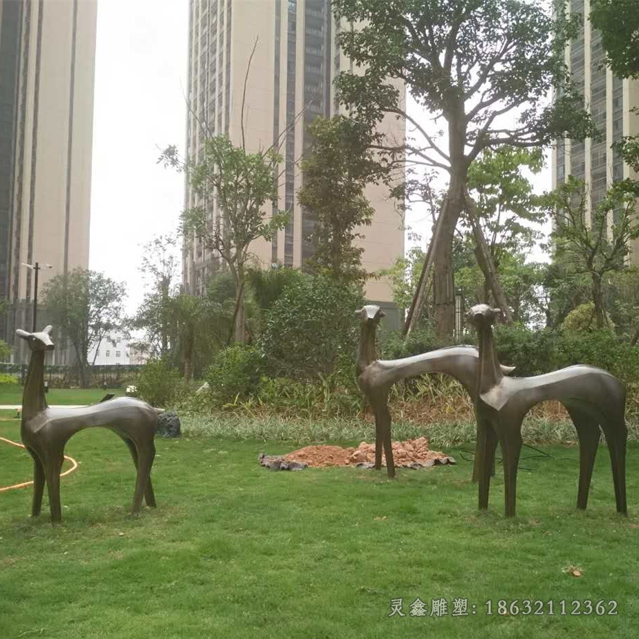抽象小鹿动物园林铜雕
