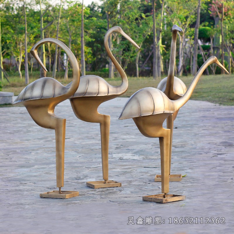 抽象仙鹤动物景观铜雕