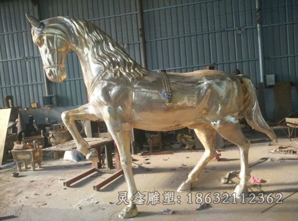 奔跑马动物抽象铜雕