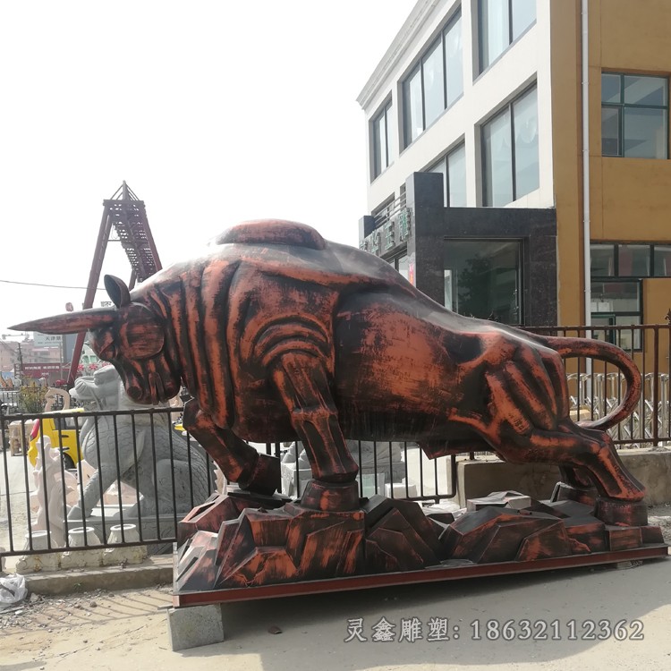 拓荒牛动物标志铜雕