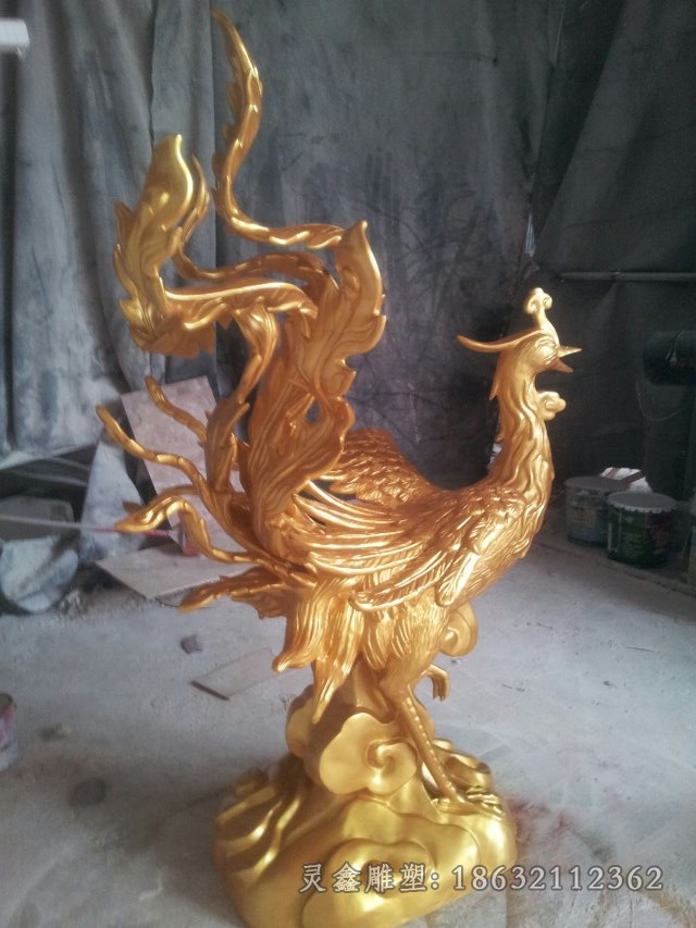 金色凤凰抽象动物铜雕