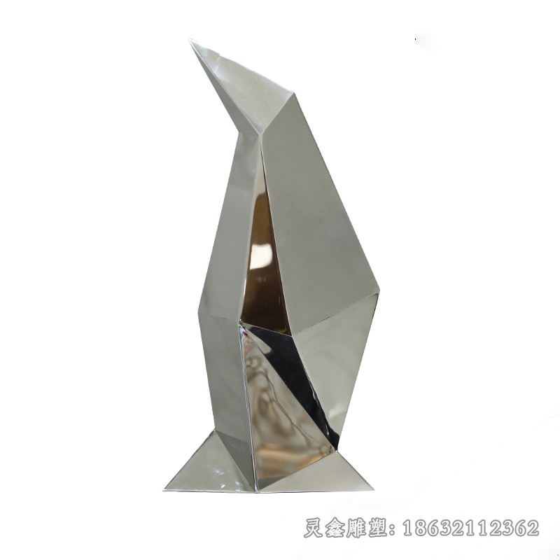 不锈钢抽象几何企鹅雕塑