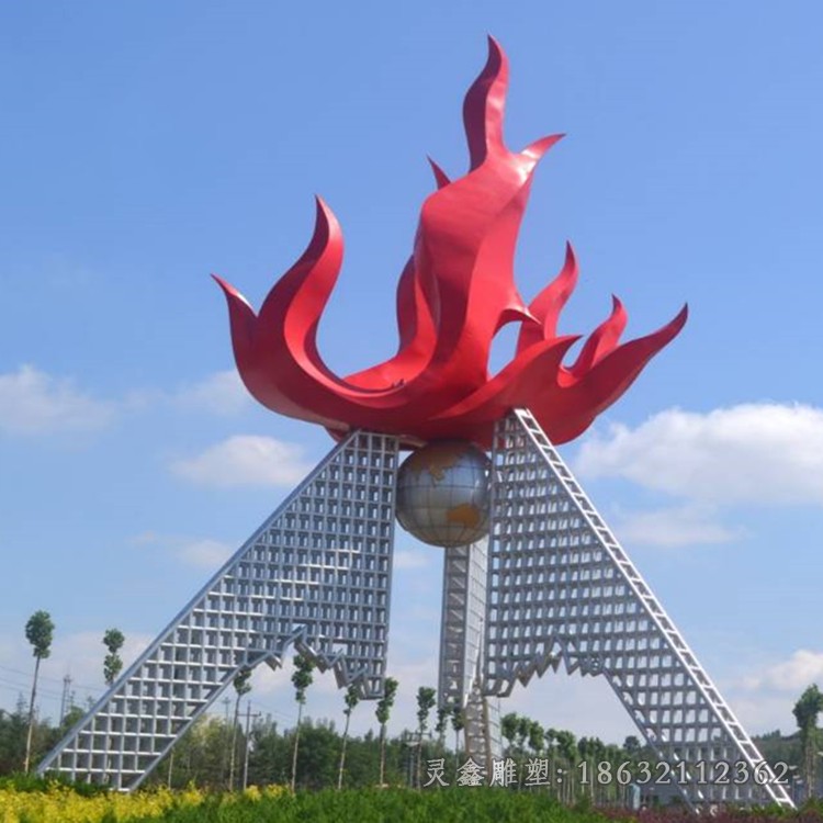 不锈钢彩绘标志景观雕塑