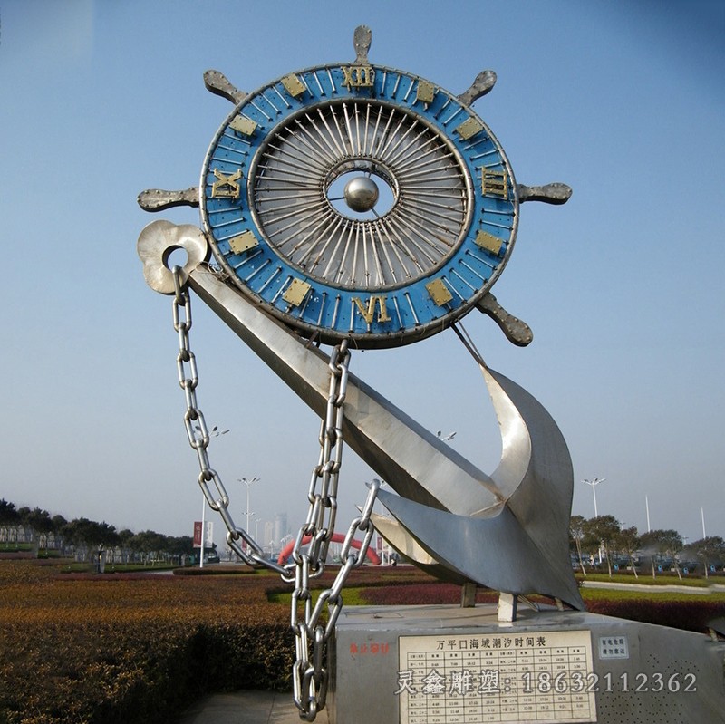不锈钢彩绘船景观雕塑