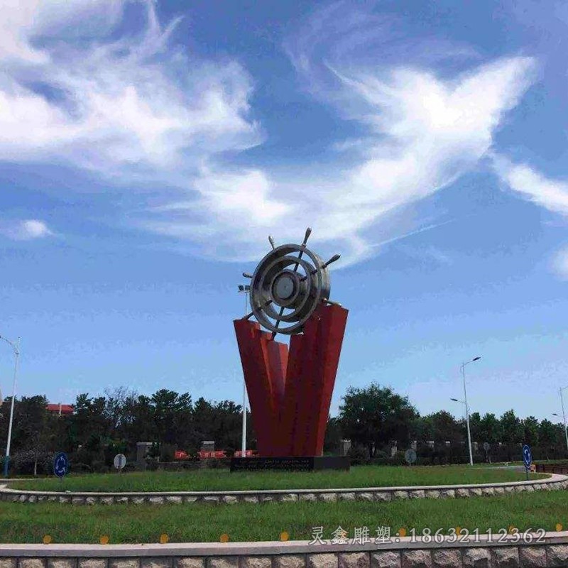 不锈钢船舵抽象景观雕塑