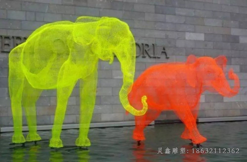 彩绘大象动物不锈钢雕塑