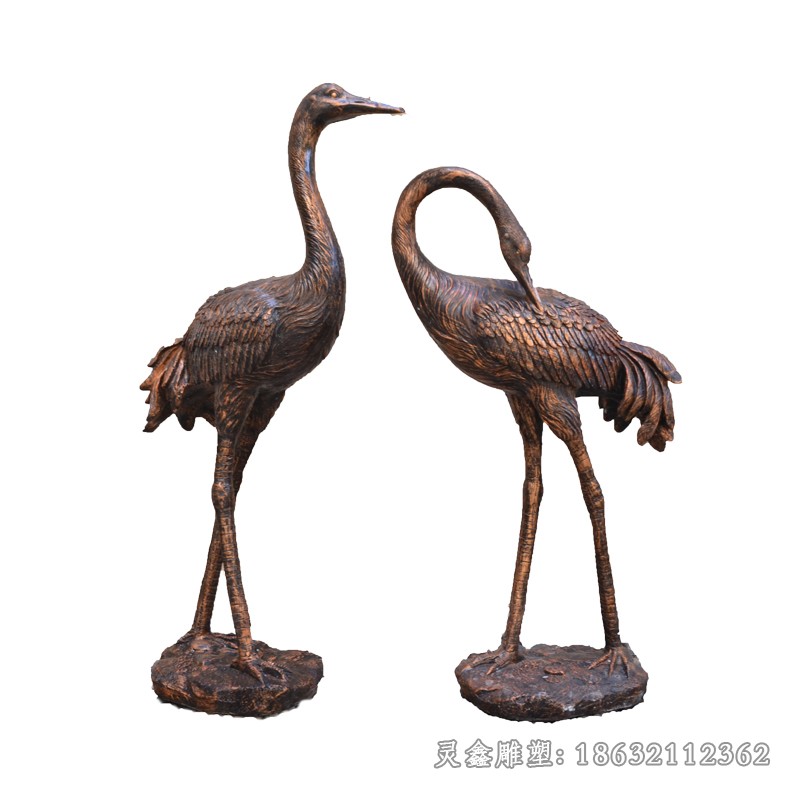 动物仙鹤校园景观铜雕