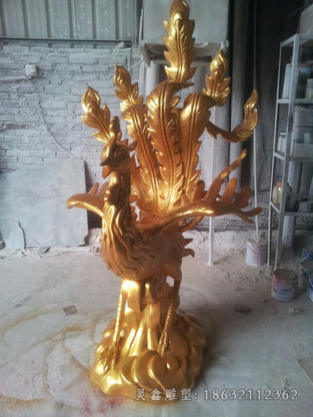 金色凤凰动物标志铜雕
