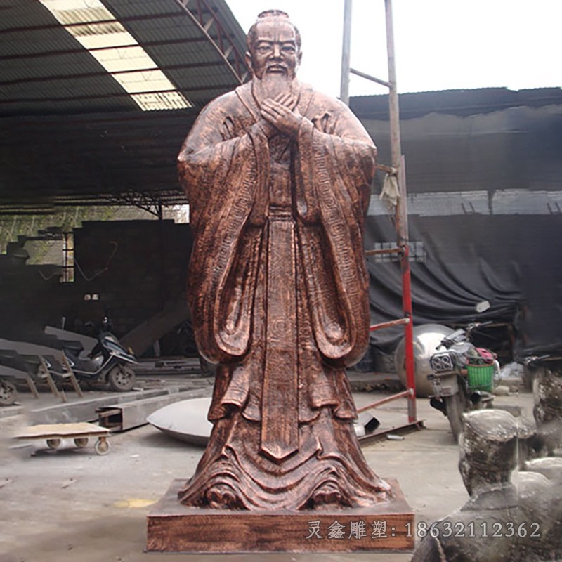 古代孔子人物标志铜雕