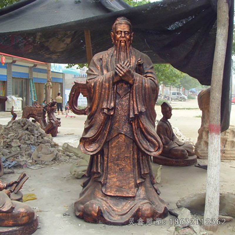 古代孔子人物标志铜雕
