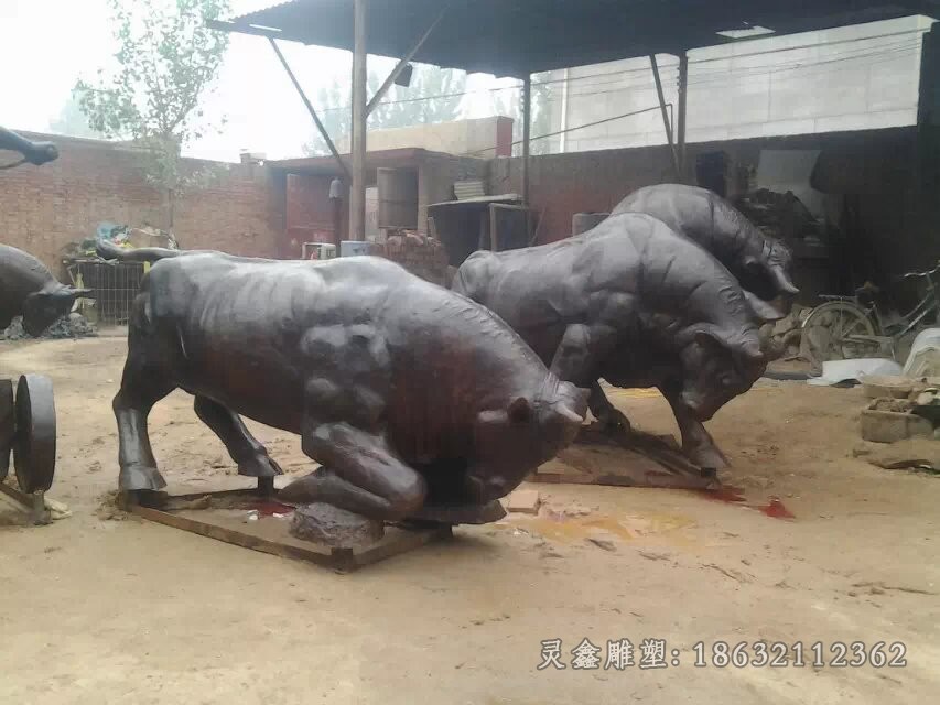 跪姿牛动物景观铜雕