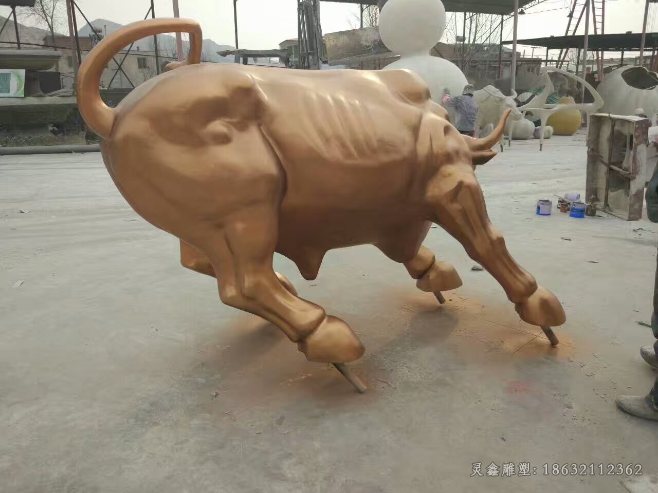 动物牛景观抽象铜雕