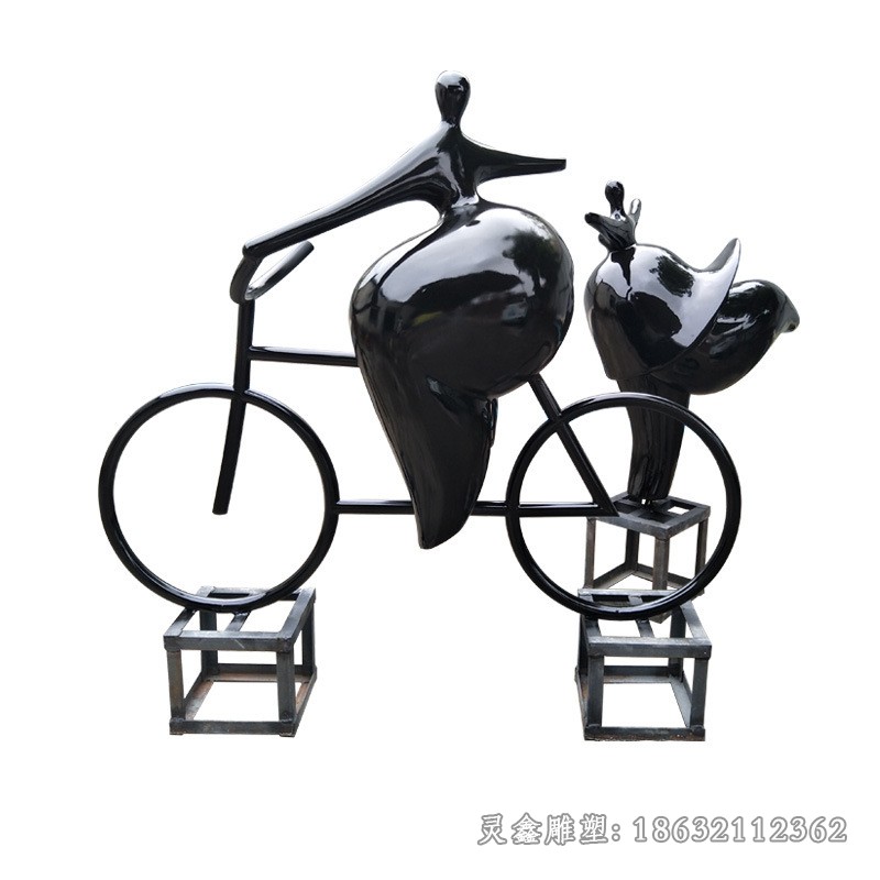 胖妞骑自行车标志铜雕