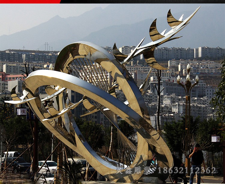 镜面飞鸽不锈钢景观雕塑