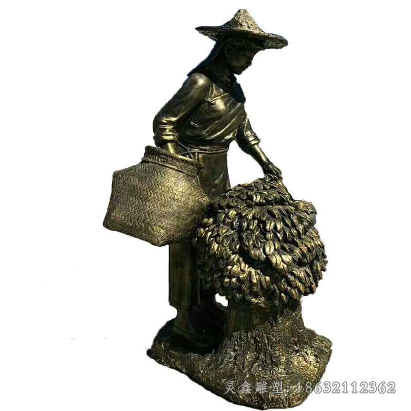 茶文化制茶工艺人物铜雕