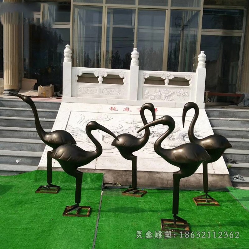 抽象仙鹤景观动物铜雕