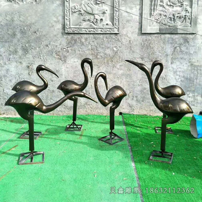抽象仙鹤景观动物铜雕