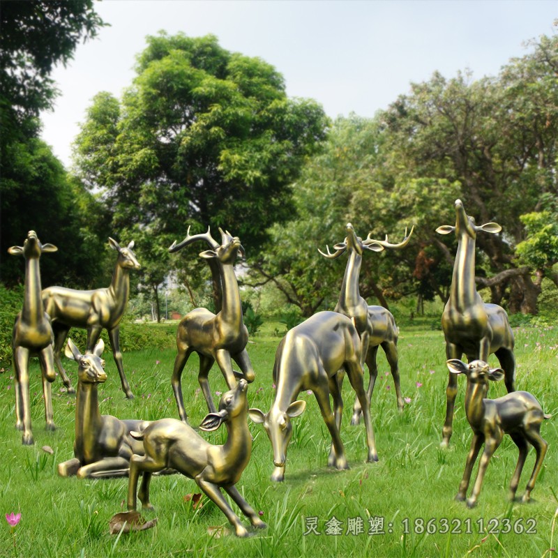 群鹿广场动物景观铜雕