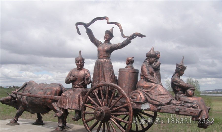草原人物标志景观铜雕
