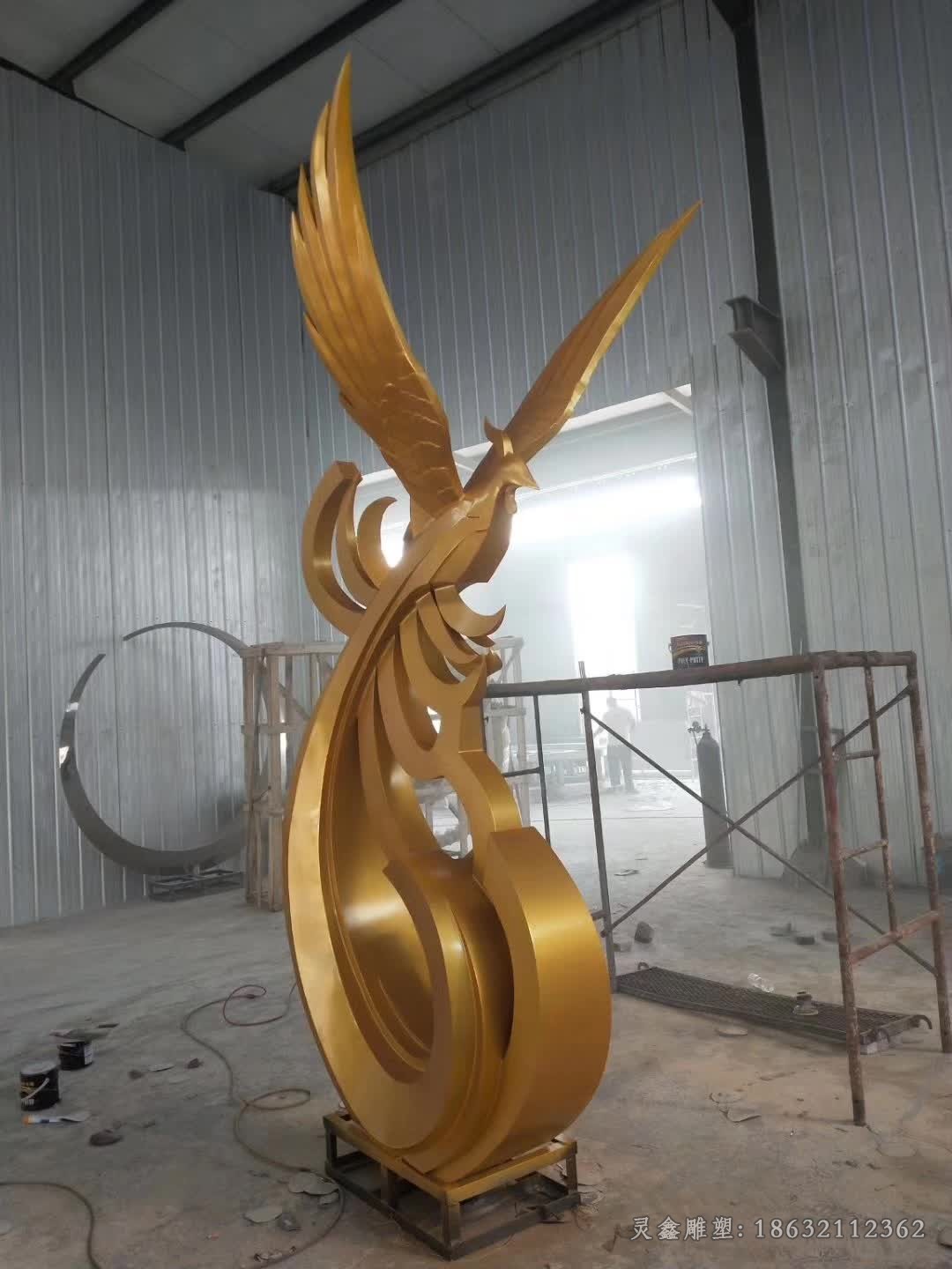 金色凤凰不锈钢别墅雕塑