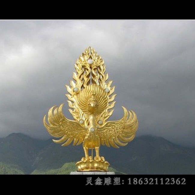 金色凤凰不锈钢抽象雕塑