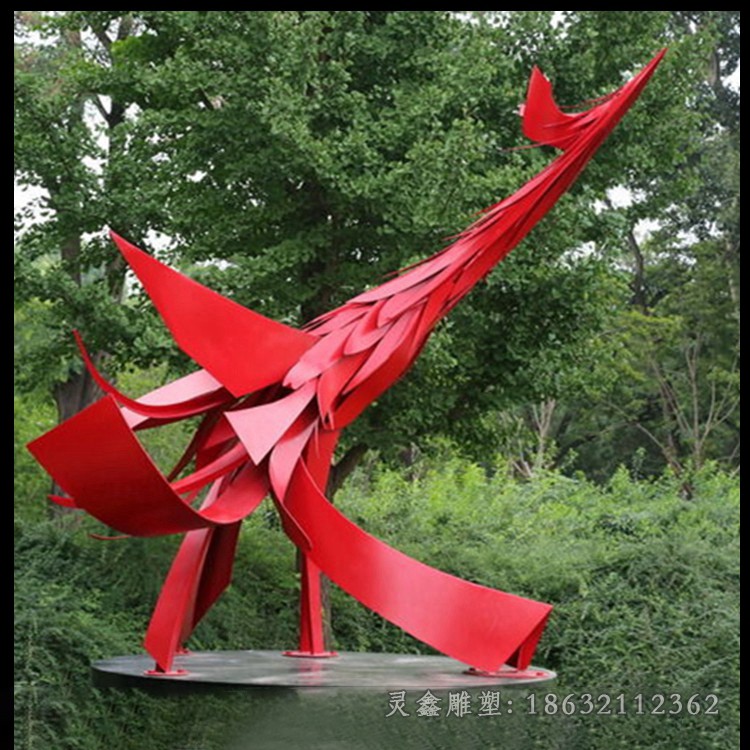 红色凤凰广场不锈钢雕塑