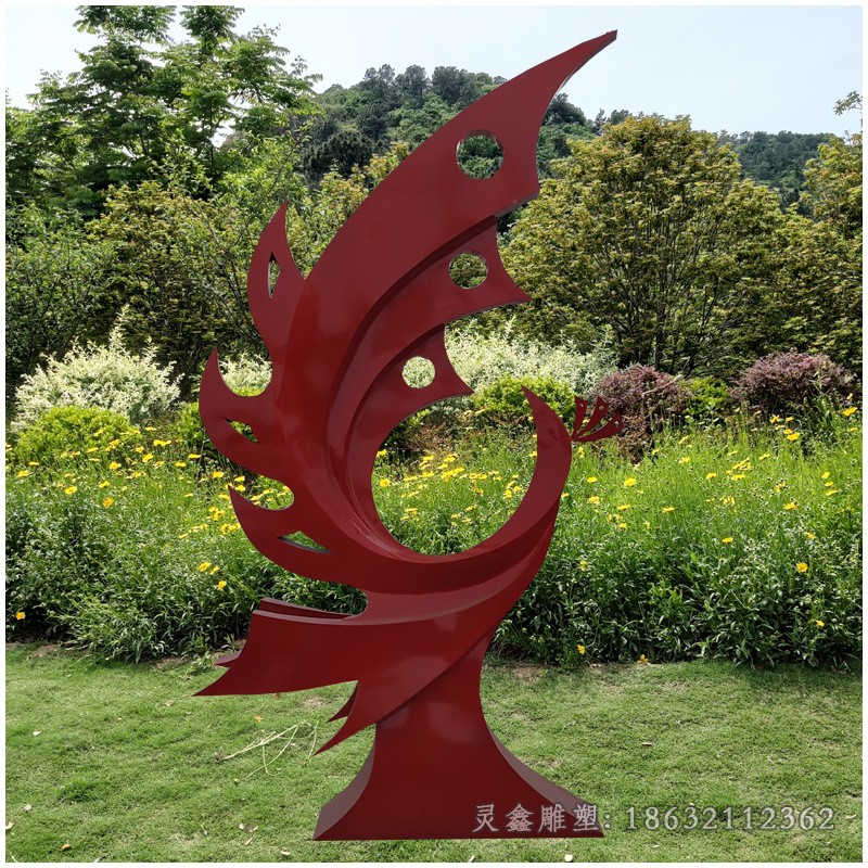 红色凤凰商场不锈钢雕塑