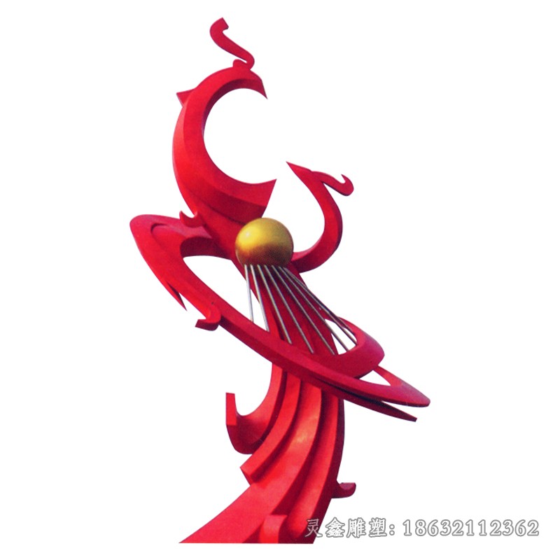 红色凤凰抽象不锈钢雕塑