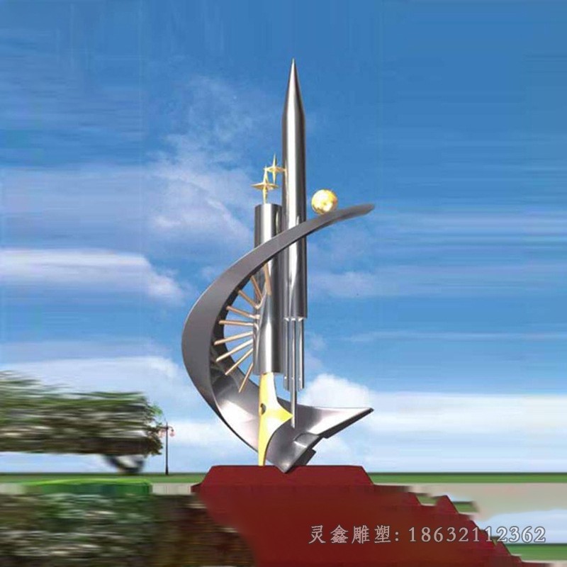 镜面钢笔景观不锈钢雕塑