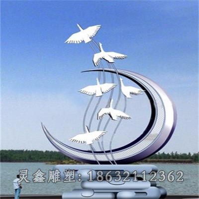 抽象镜面鸽子不锈钢雕塑