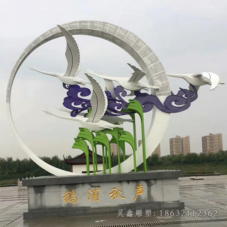 彩绘鸽子不锈钢动物雕塑