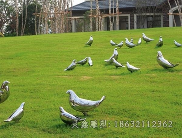 镜面鸽子不锈钢动物雕塑
