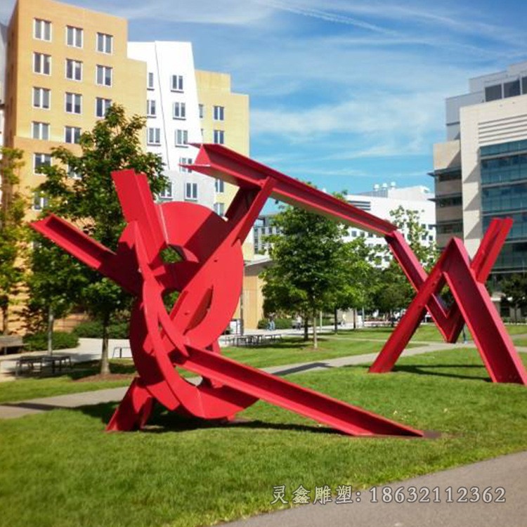 不锈钢红色标志城市雕塑