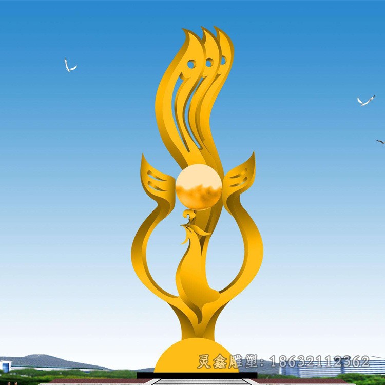 不锈钢彩绘标志小区雕塑