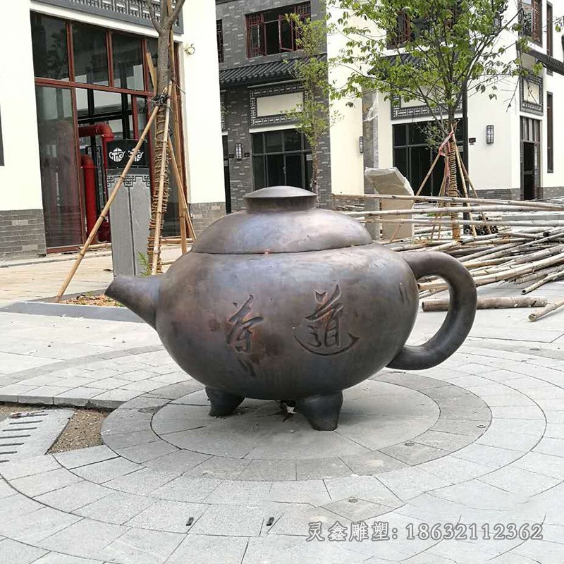 茶文化茶壶景区标志铜雕