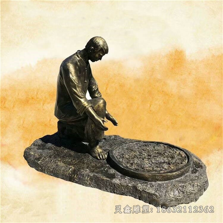 茶文化广场人物铜雕