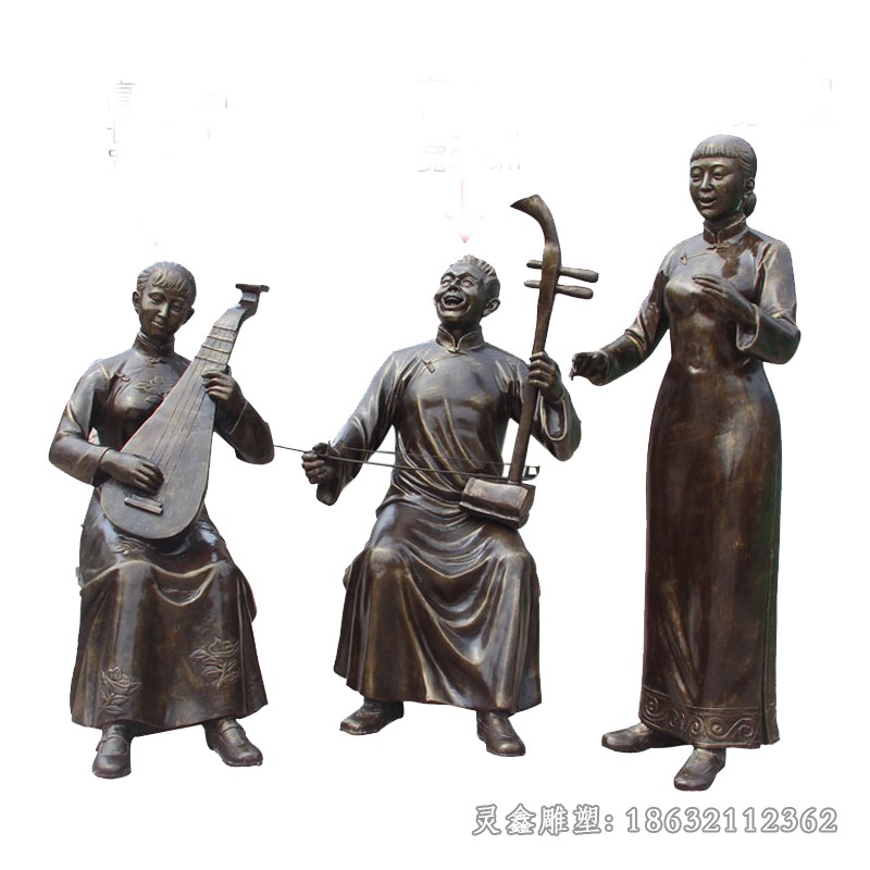 唱评书景观民俗铜雕