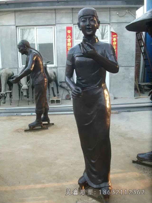 说评书小品人物铜雕