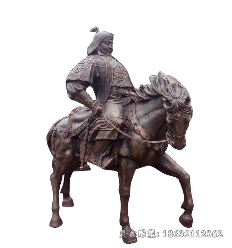 骑马成吉思汗人物铜雕