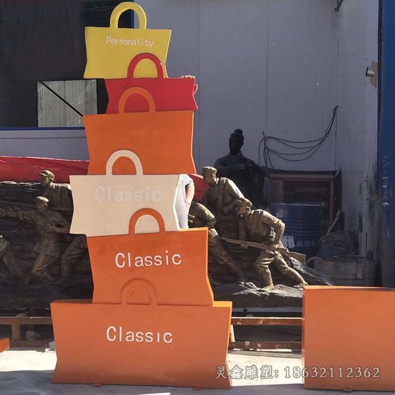 彩绘购物袋不锈钢雕塑