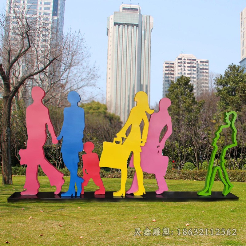不锈钢购物人物公园雕塑