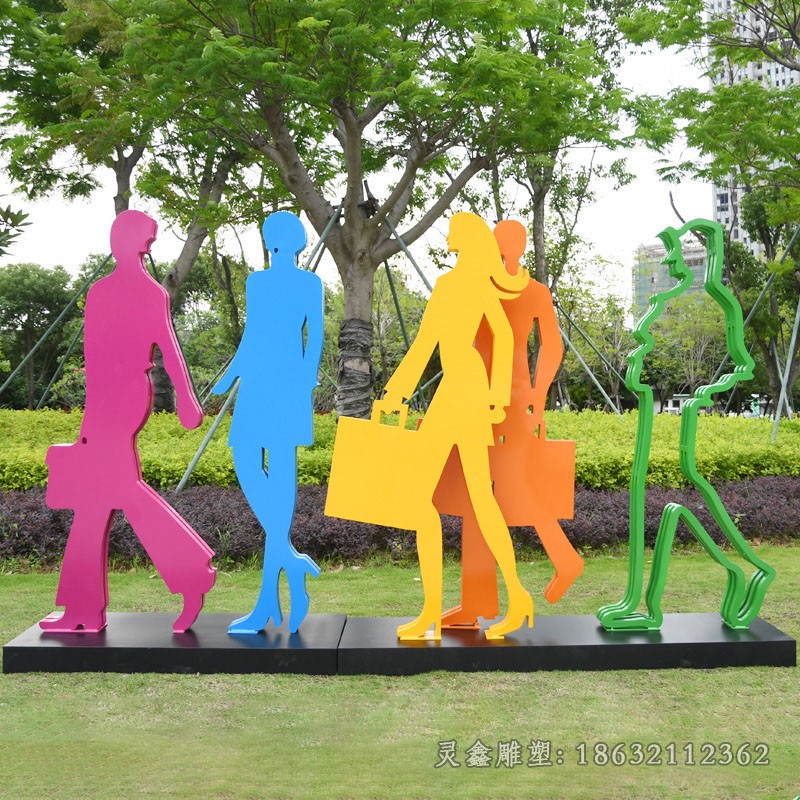 不锈钢购物人物户外雕塑