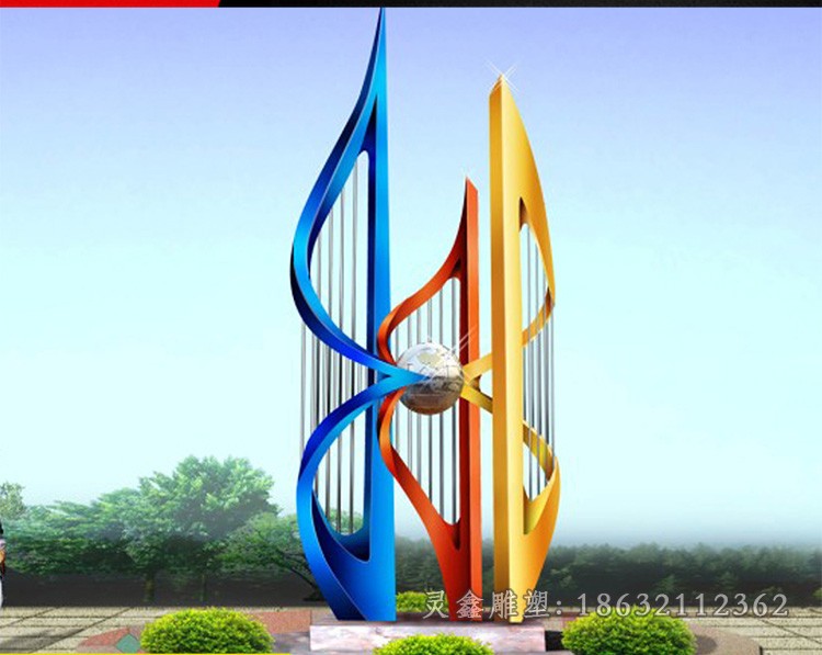 不锈钢广场抽象雕塑  (47)