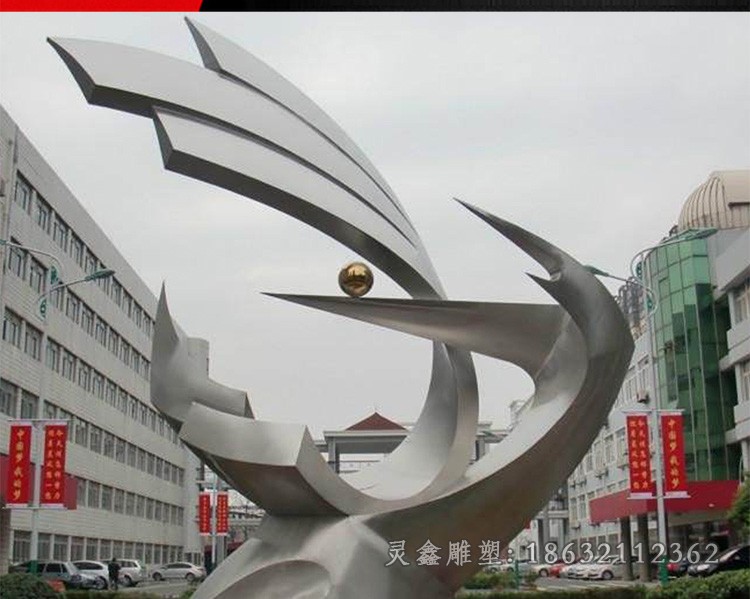 抽象海浪景观不锈钢雕塑