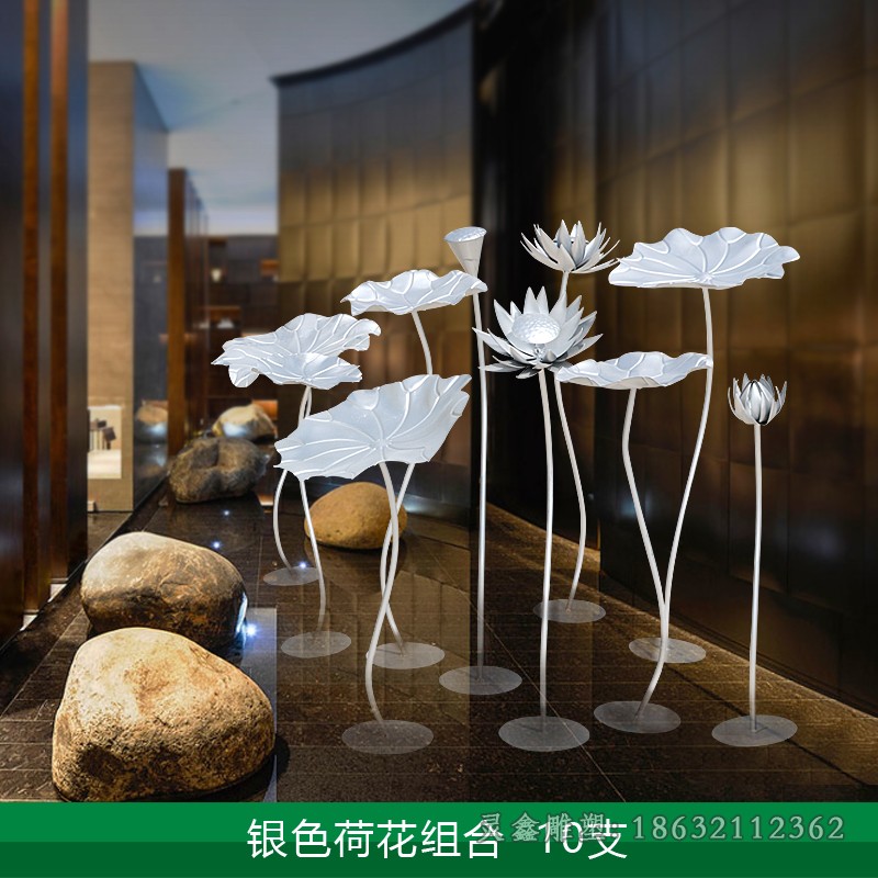 发光荷花景观不锈钢雕塑