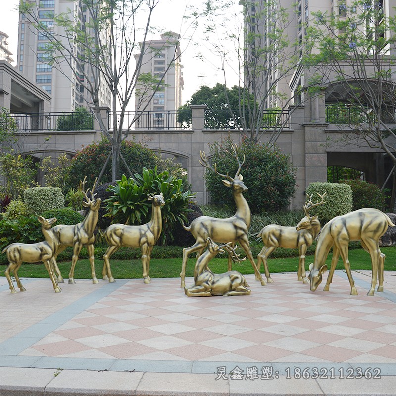群鹿动物景观城市铜雕