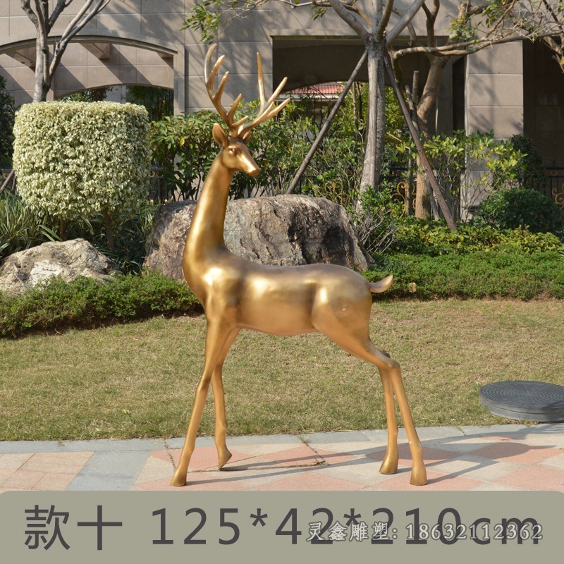 回头鹿动物标志铜雕