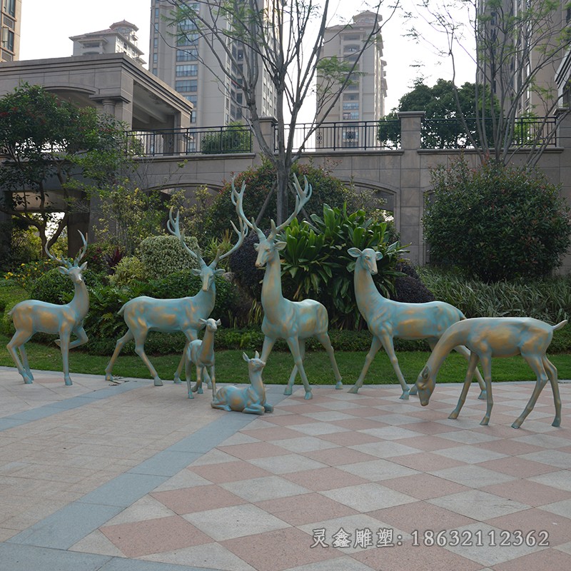青铜小鹿动物景观铜雕